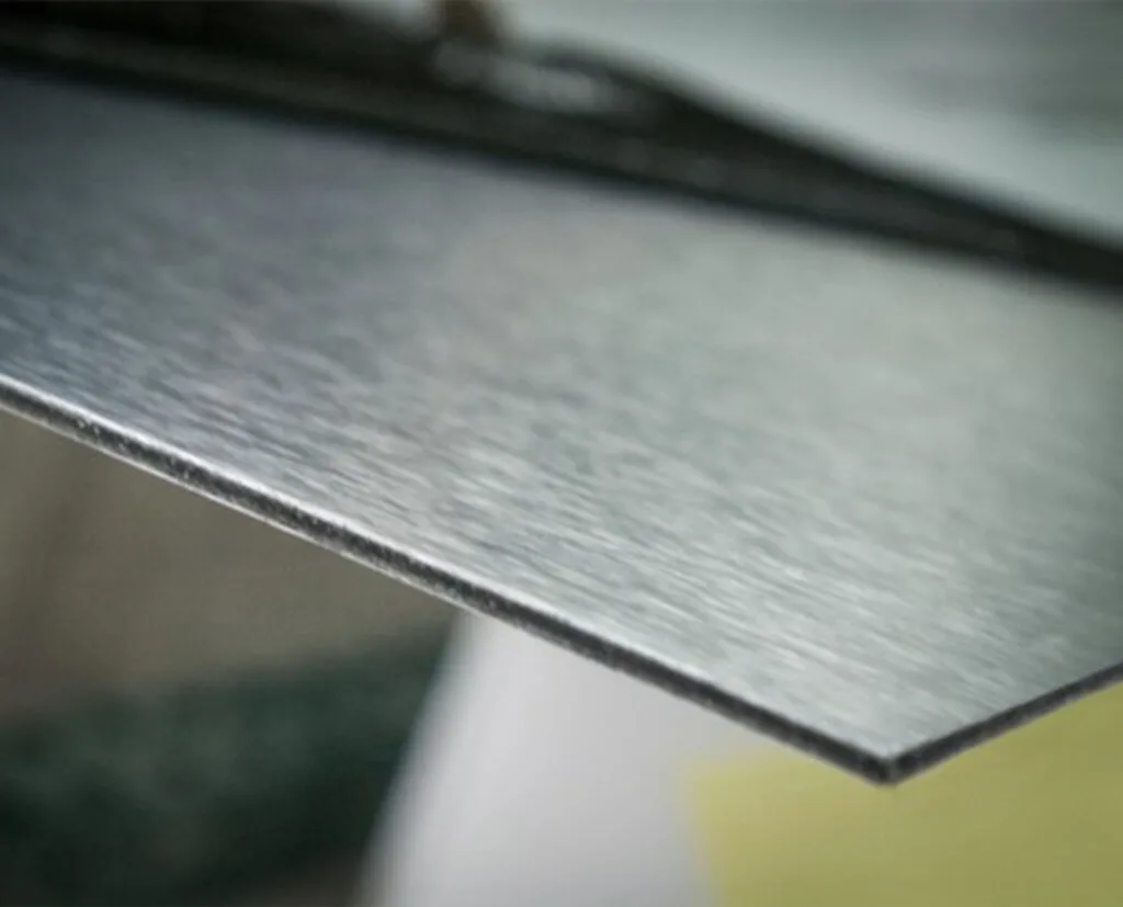 Brushed aluminum panel sign