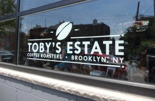 Restrained window lettering on a Brooklyn storefront