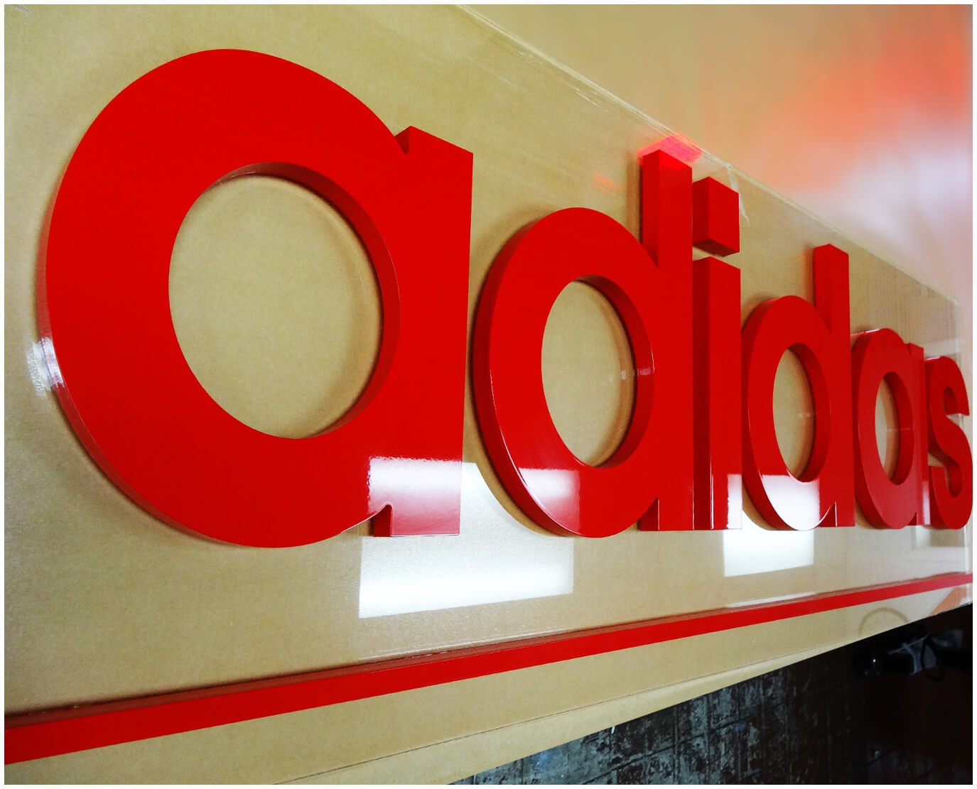reception acrylic sign for adidas