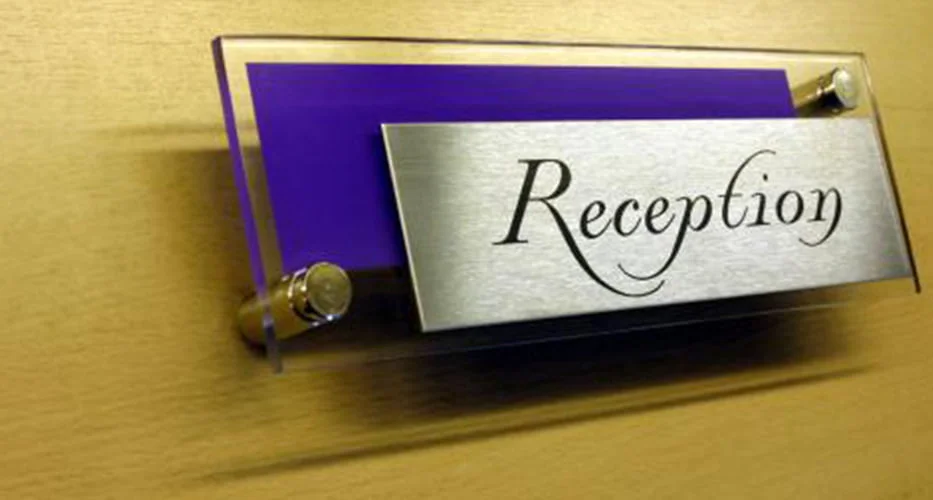 reception office sign