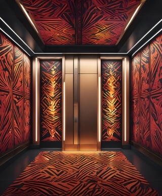 red abstract pattern elevator wraps