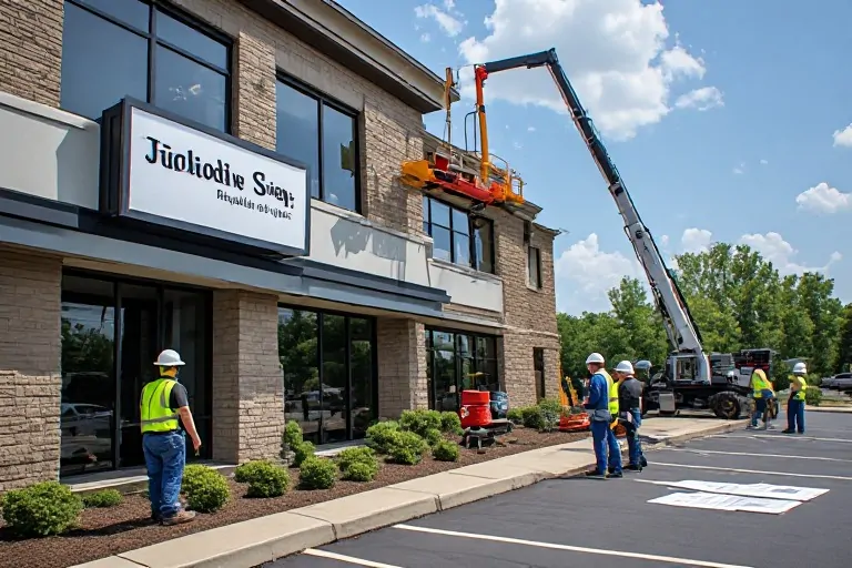 Business sign installation and closeout
