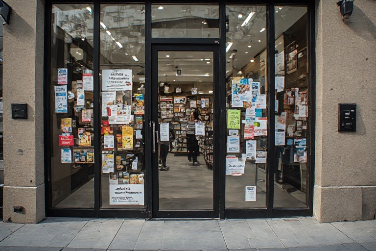Clear and organized front door signs