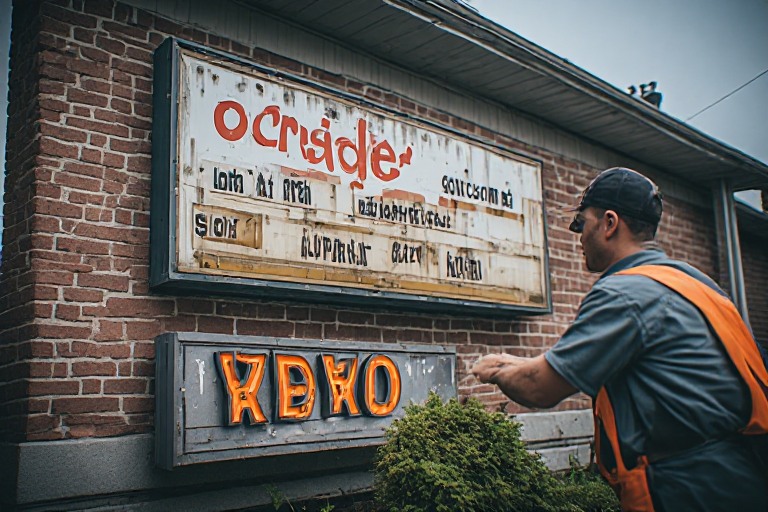 Commercial sign aging components