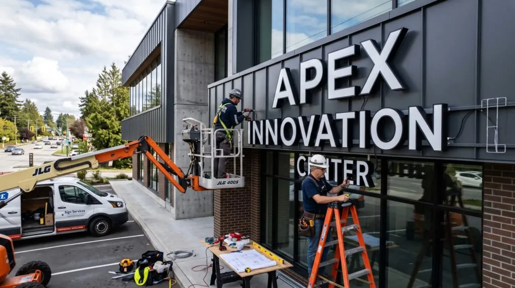 Commercial sign installation