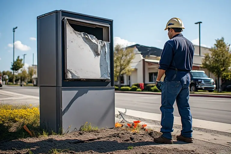 Damaged commercial sign structure