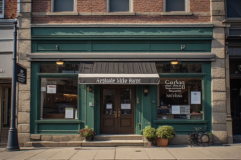 Historic storefront signage composition