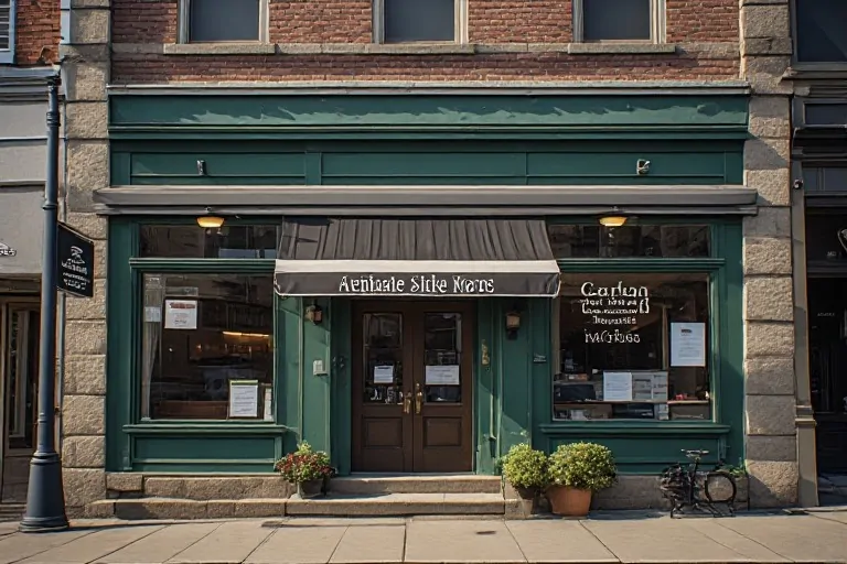 Historic storefront signage composition
