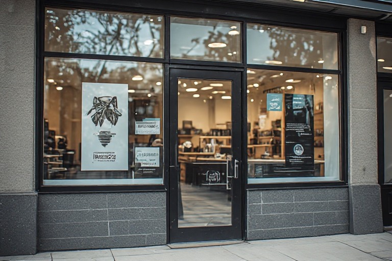 Minimal storefront window graphics