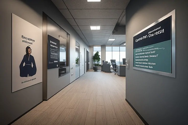 Office reception and visitor signage