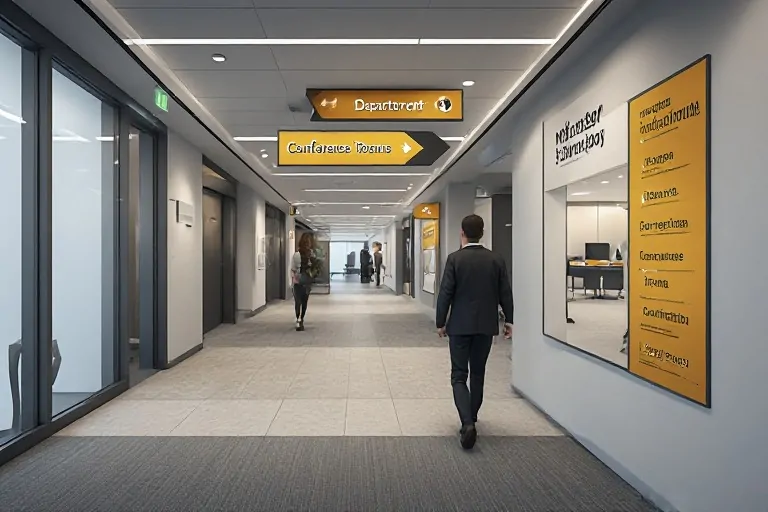 Office signage hierarchy and wayfinding