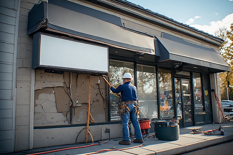 Old business sign removal