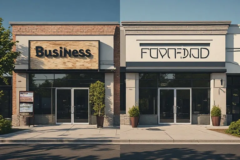 Outdated business sign after renovation