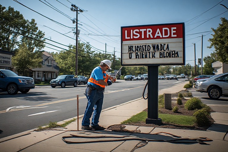 Outdoor business sign inspection