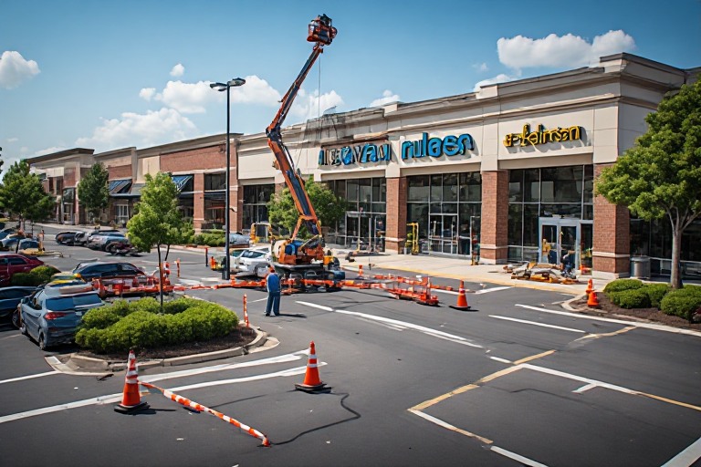 Shopping center sign installation