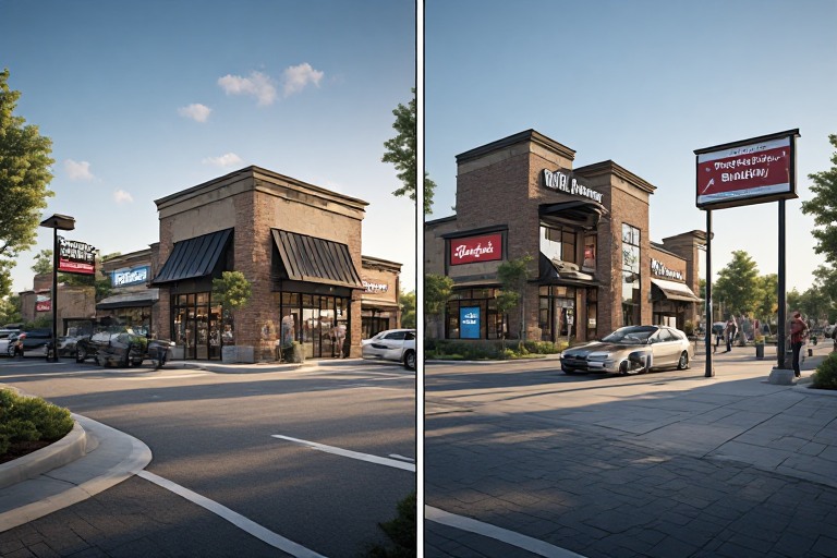 Storefront sign visibility from different angles
