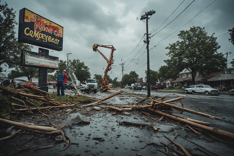 Storm damage sign inspection