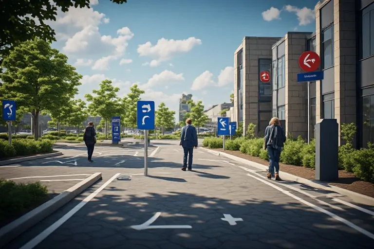 Visitor following wayfinding signs
