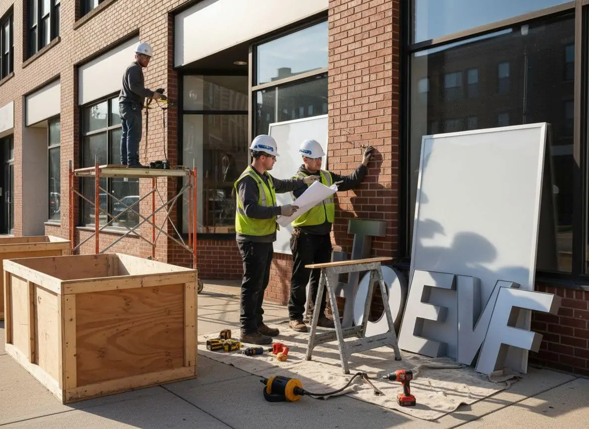 fabricated sign installation