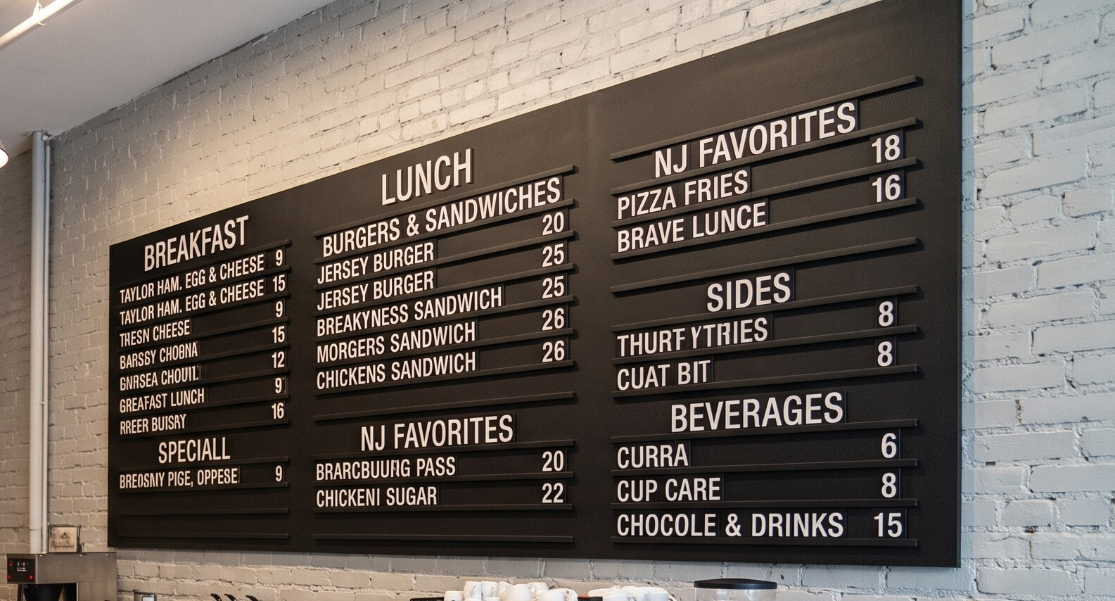 restaurant magnetic menu board nj
