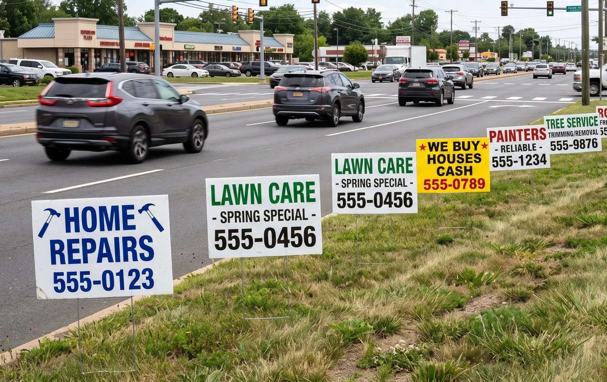 bandit signs and roadside panels