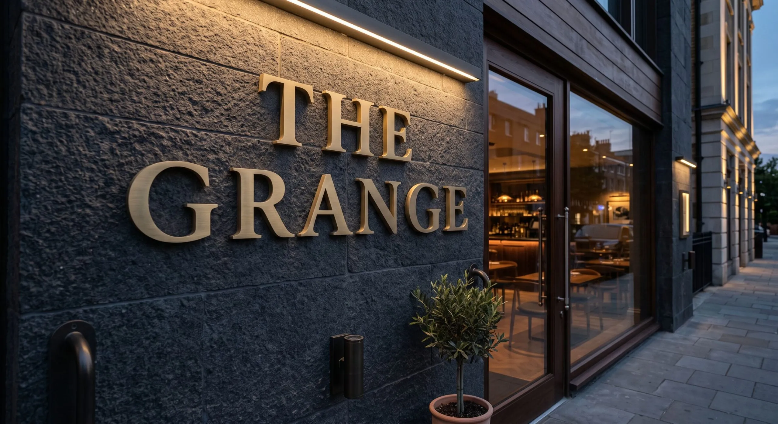 brushed gold metal letters