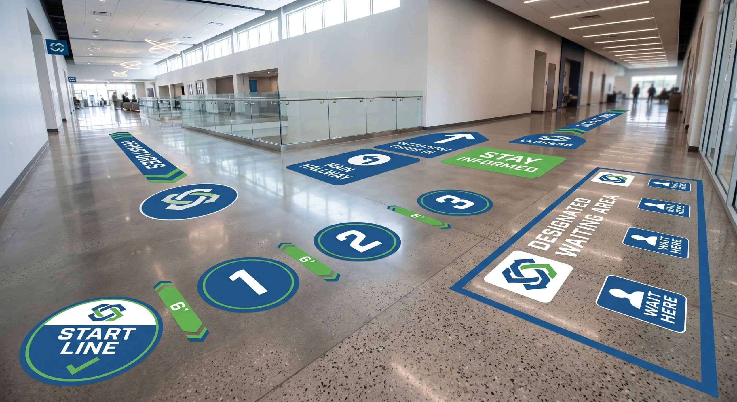 informational floor graphics