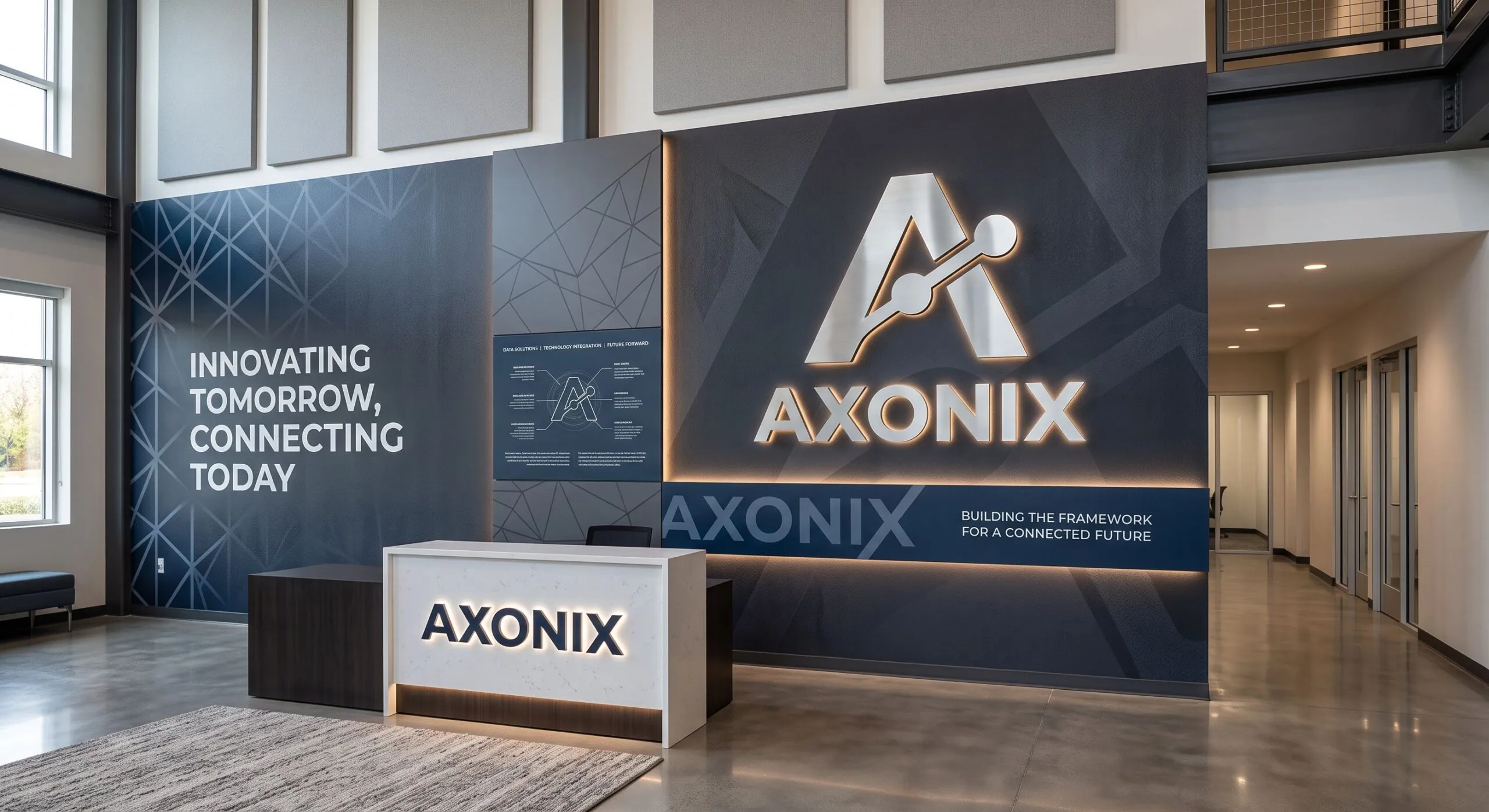 logo wall reception graphics