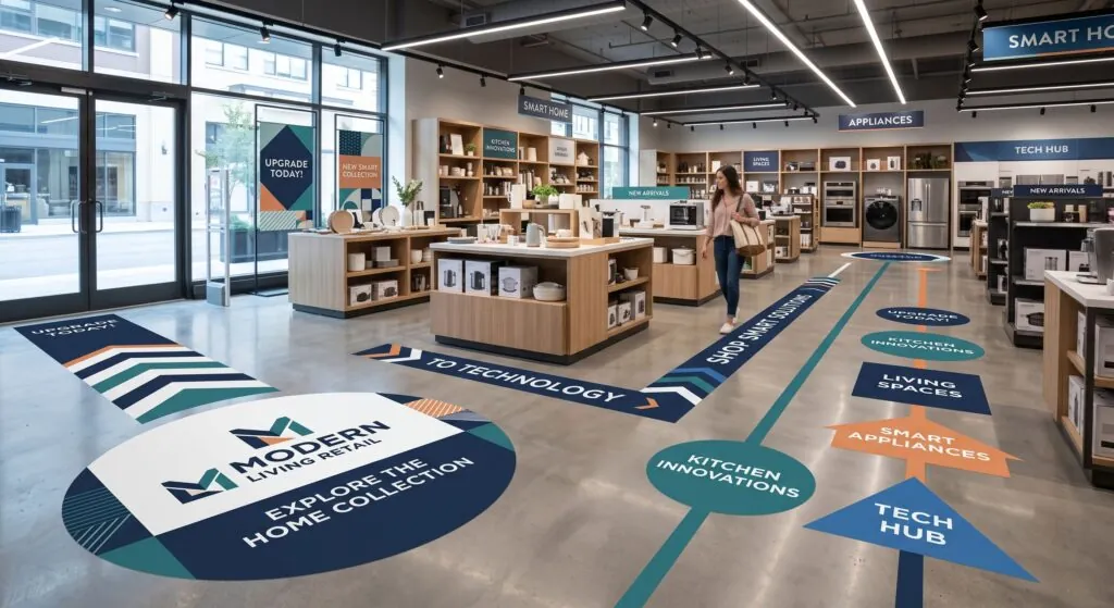 Printed floor graphics in a retail store