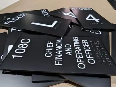 ADA signs sorted for installation