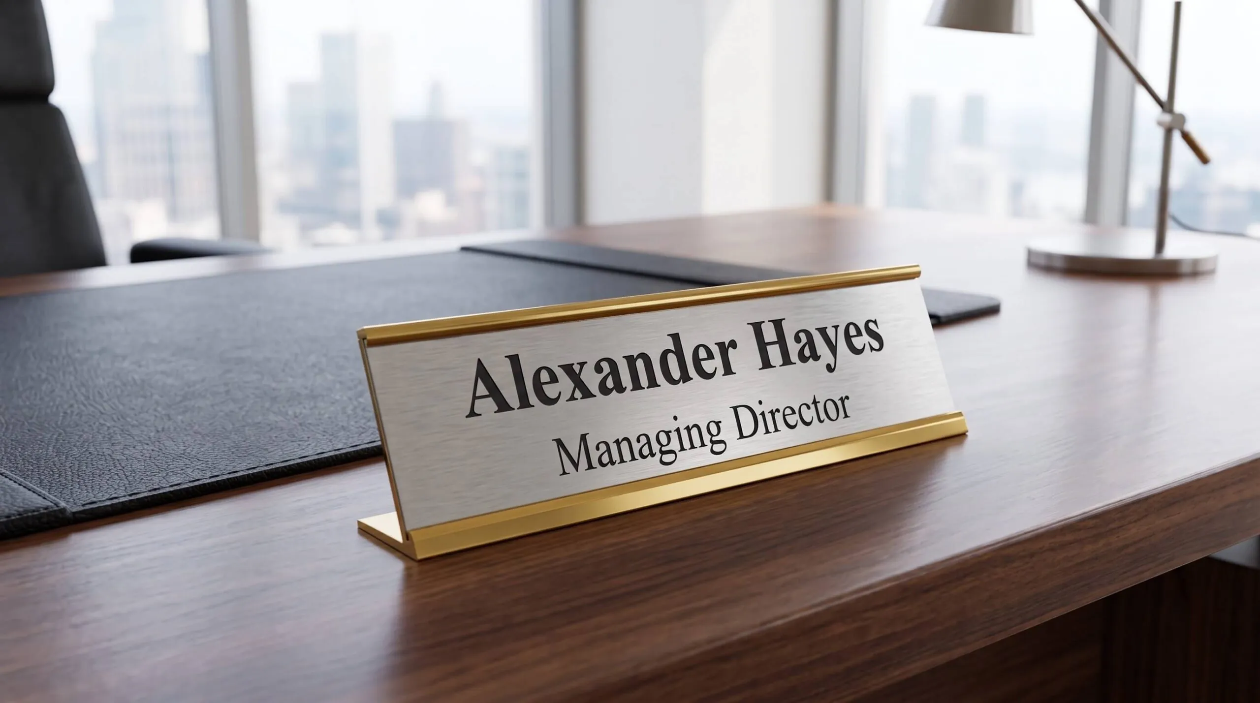 Executive office desk name plate